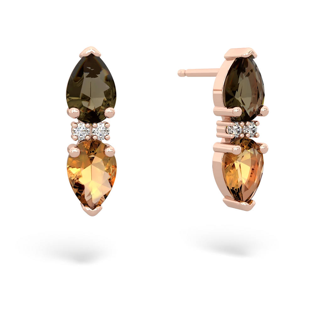 Smoky Quartz Bowtie Drop 14K Rose Gold earrings E0865