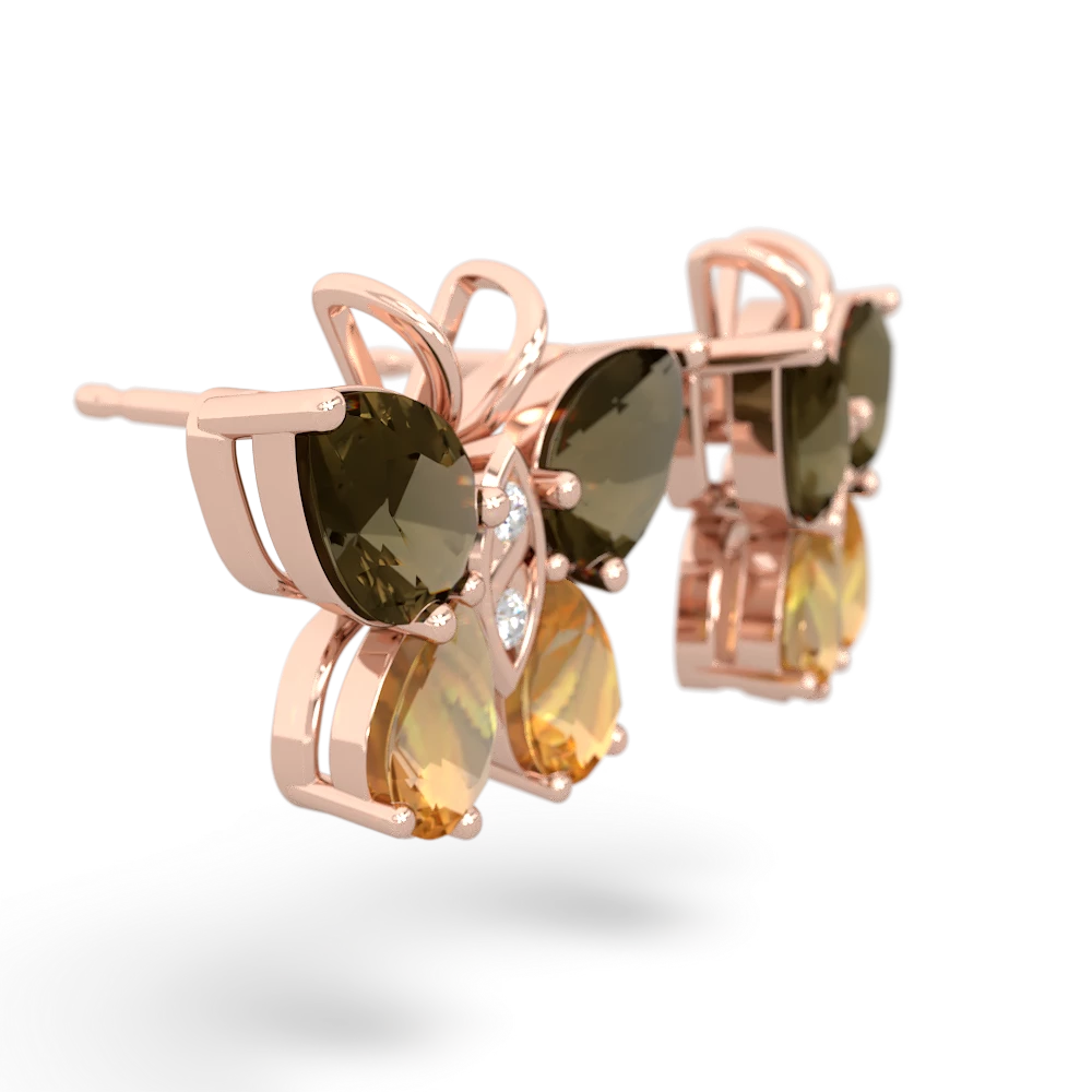 Smoky Quartz Butterfly 14K Rose Gold earrings E2215