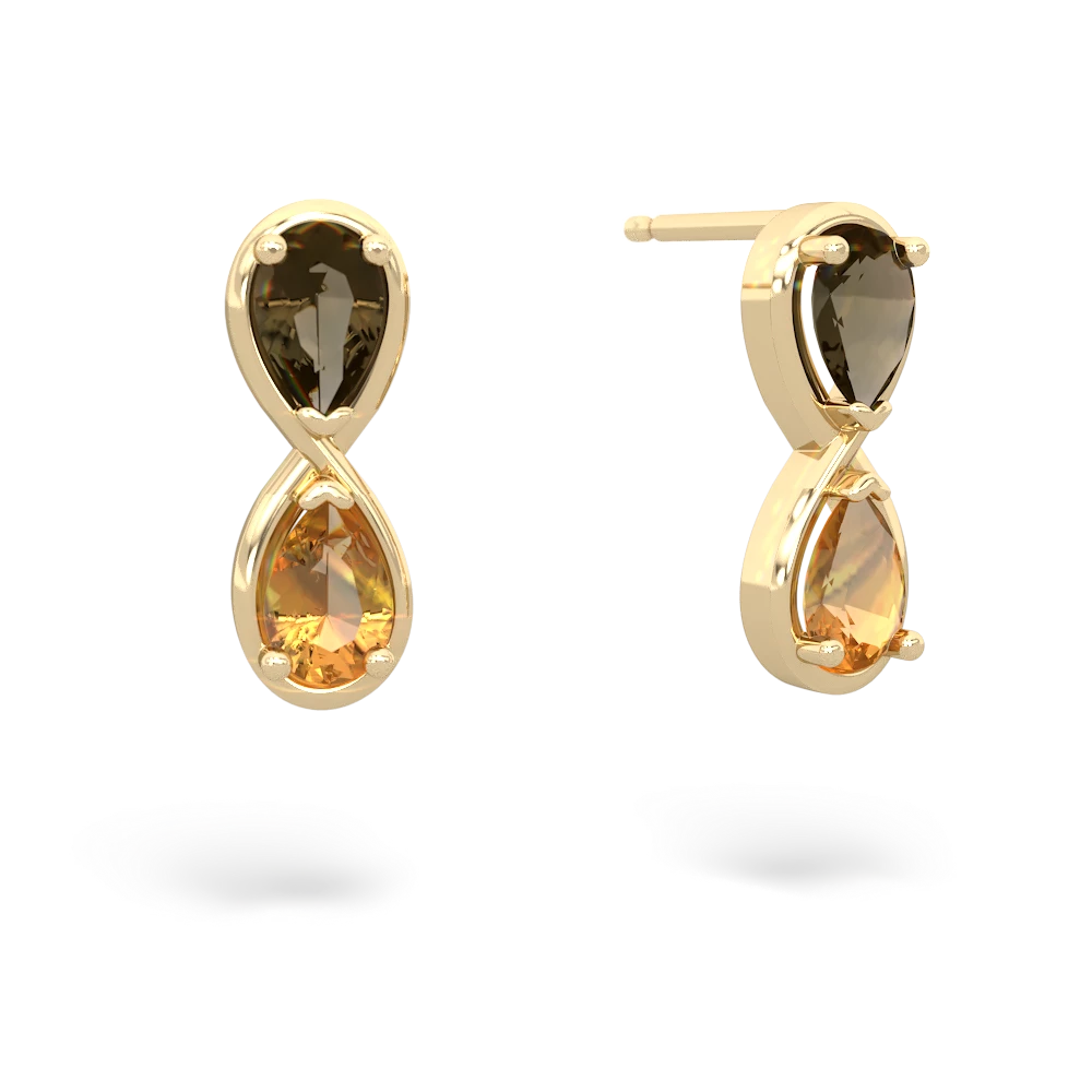 Smoky Quartz Infinity 14K Yellow Gold earrings E5050