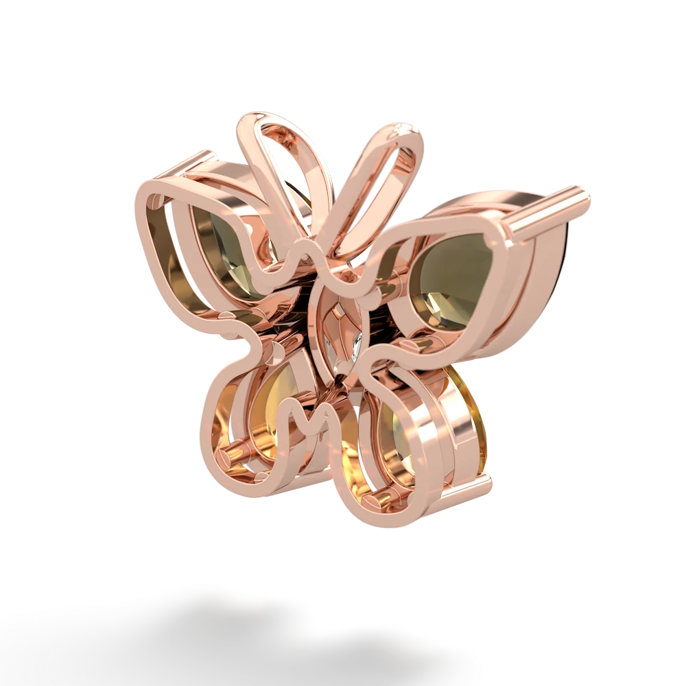 Smoky Quartz Butterfly 14K Rose Gold pendant P2215