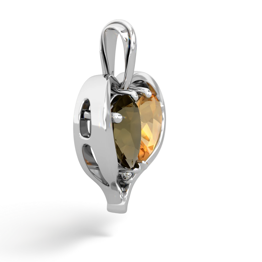 Smoky Quartz Two Become One 14K White Gold pendant P5330