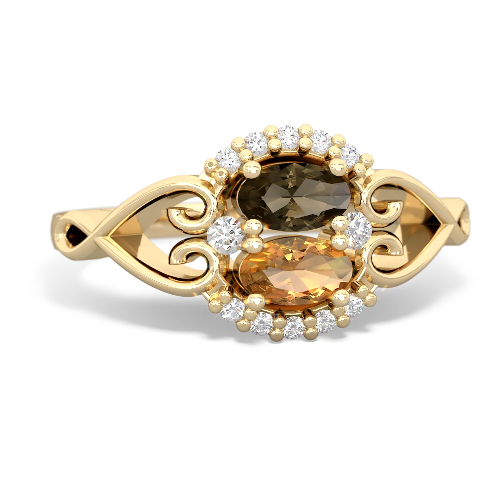 Smoky Quartz Love Nest 14K Yellow Gold ring R5860