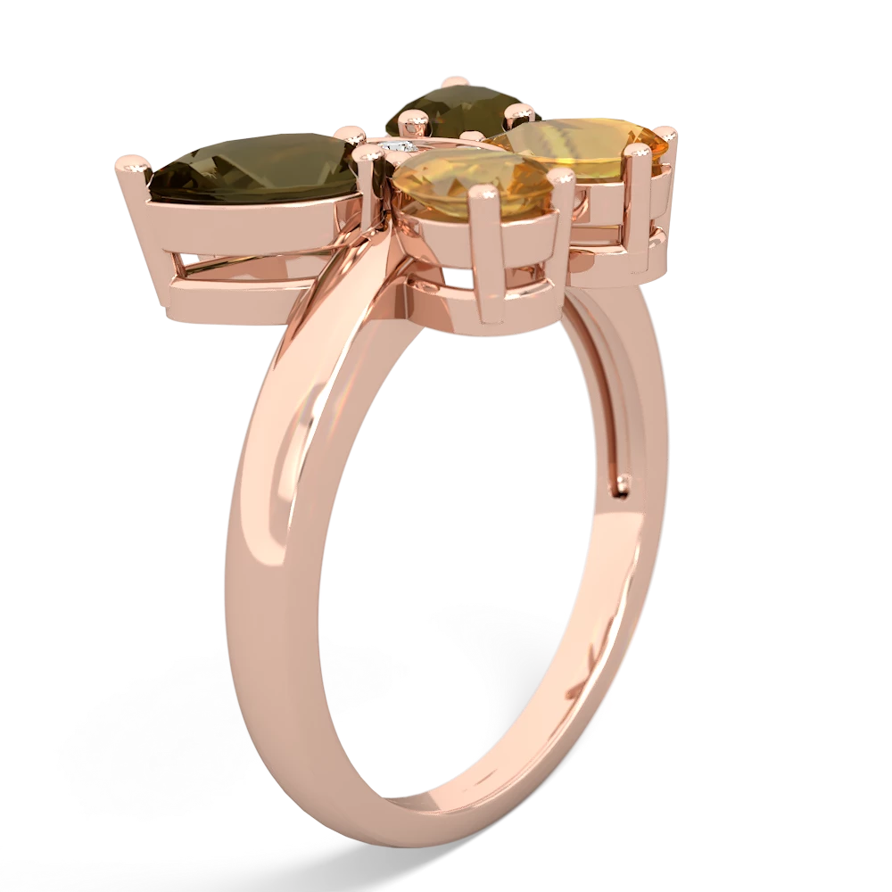 Smoky Quartz Butterfly 14K Rose Gold ring R2215