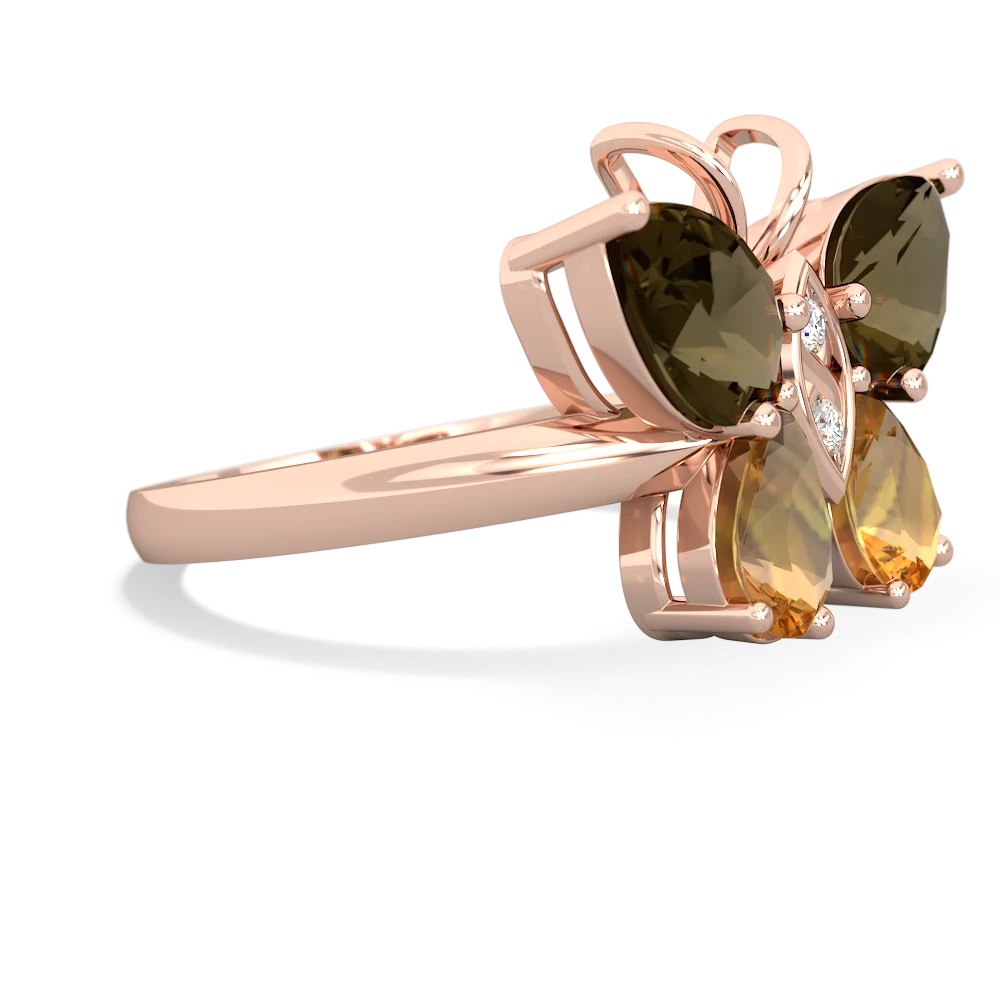 Smoky Quartz Butterfly 14K Rose Gold ring R2215