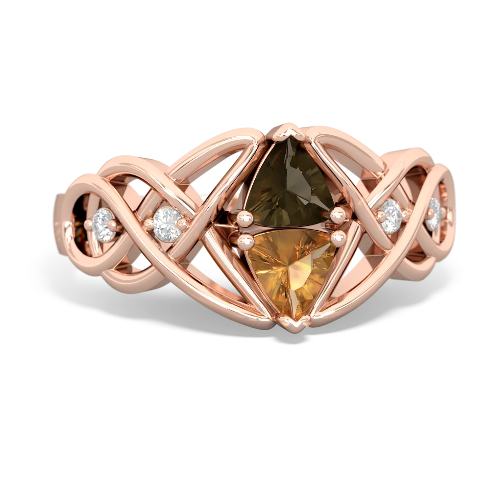 Smoky Quartz Keepsake Celtic Knot 14K Rose Gold ring R5300