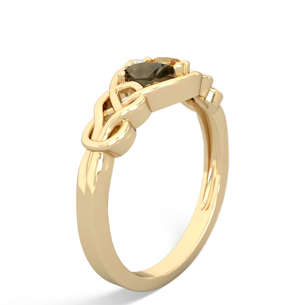 Smoky Quartz Celtic Love Knot 14K Yellow Gold ring R5420