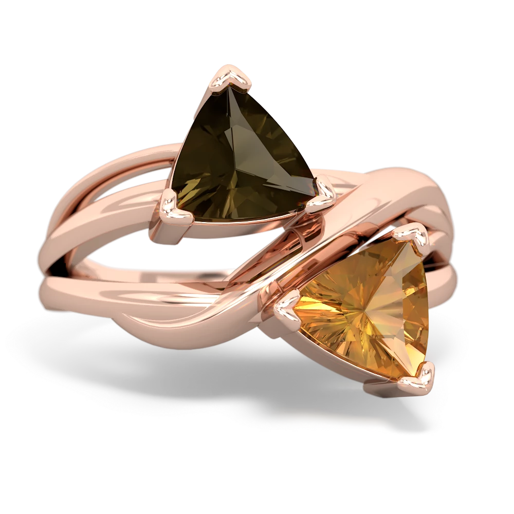 Smoky Quartz Split Band Swirl 14K Rose Gold ring R2341