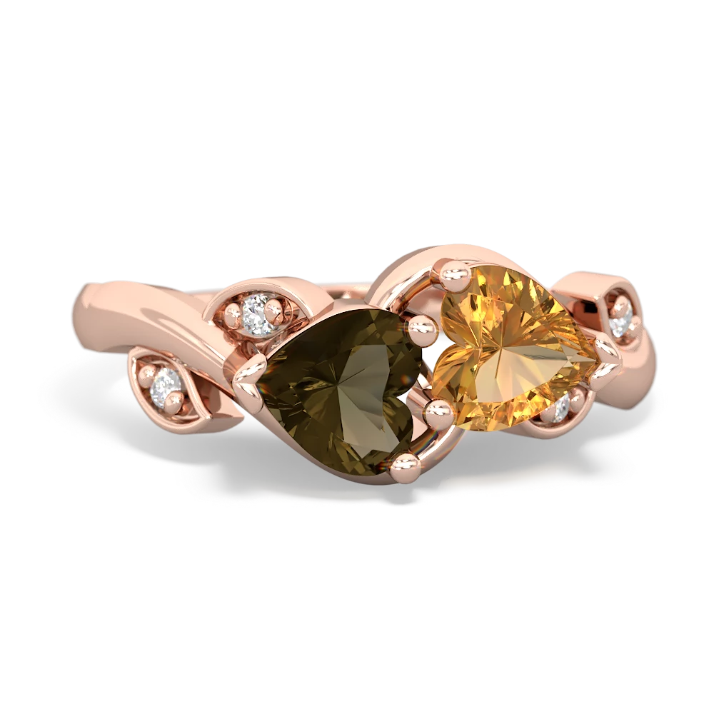 Smoky Quartz Floral Elegance 14K Rose Gold ring R5790