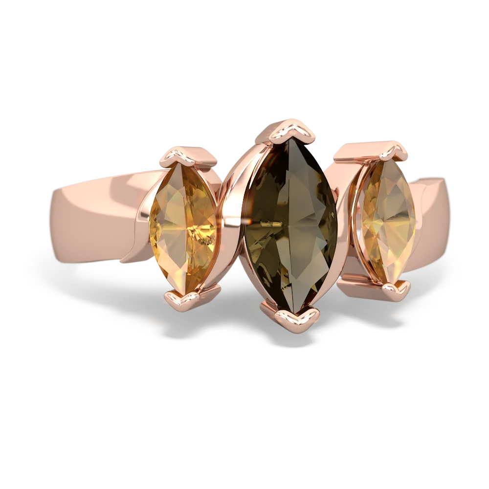 Smoky Quartz Three Peeks 14K Rose Gold ring R2433