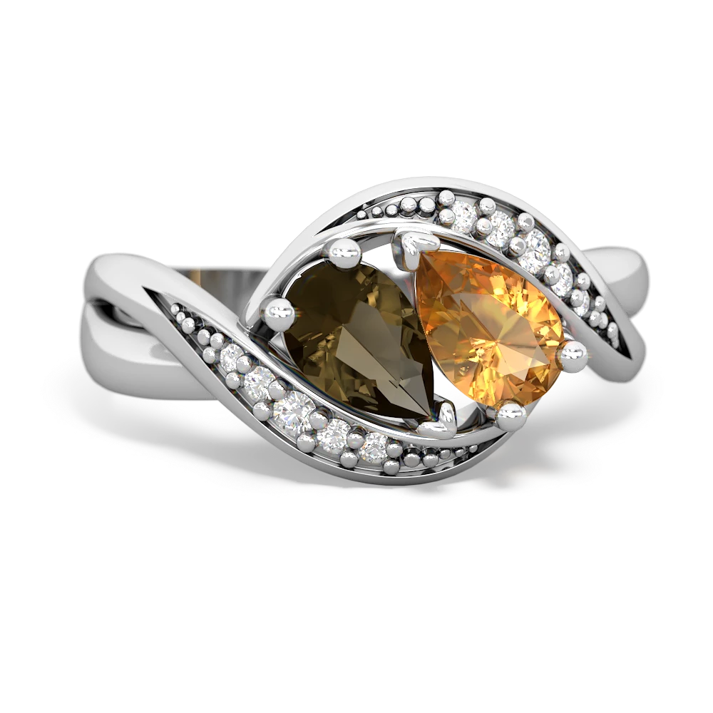 Smoky Quartz Summer Winds 14K White Gold ring R5342