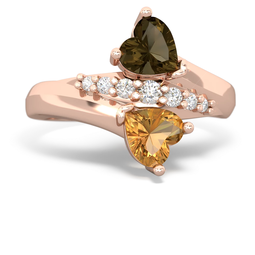 Smoky Quartz Heart To Heart 14K Rose Gold ring R2064