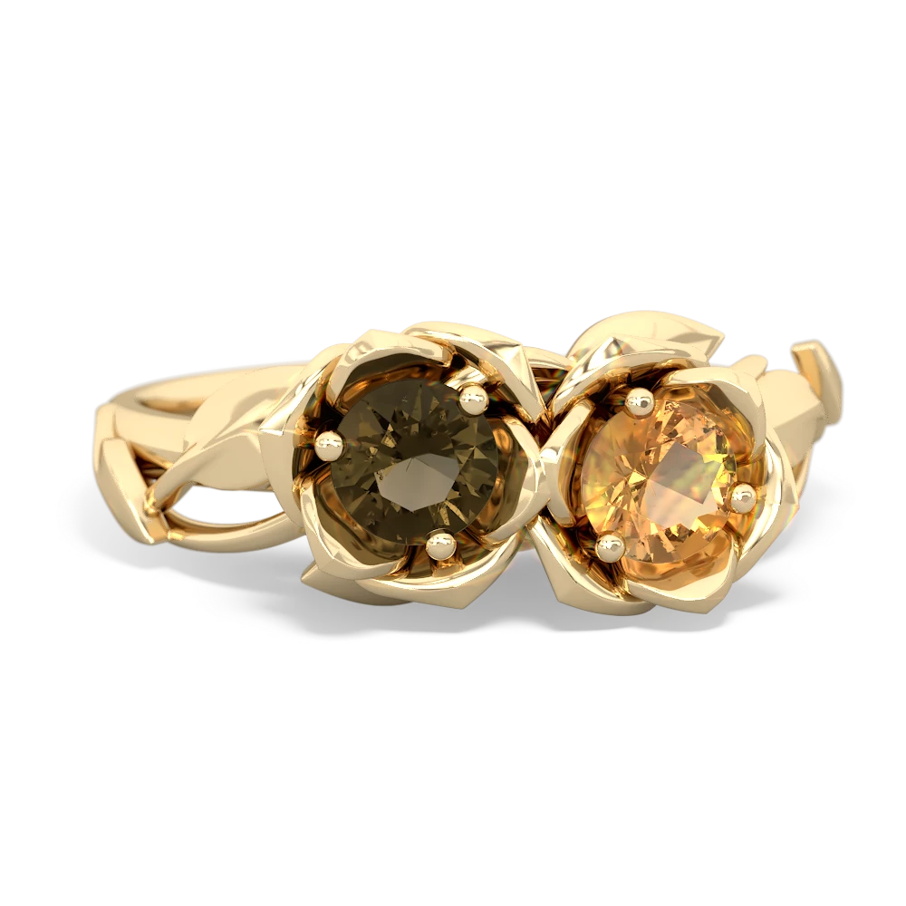 Smoky Quartz Rose Garden 14K Yellow Gold ring R5510