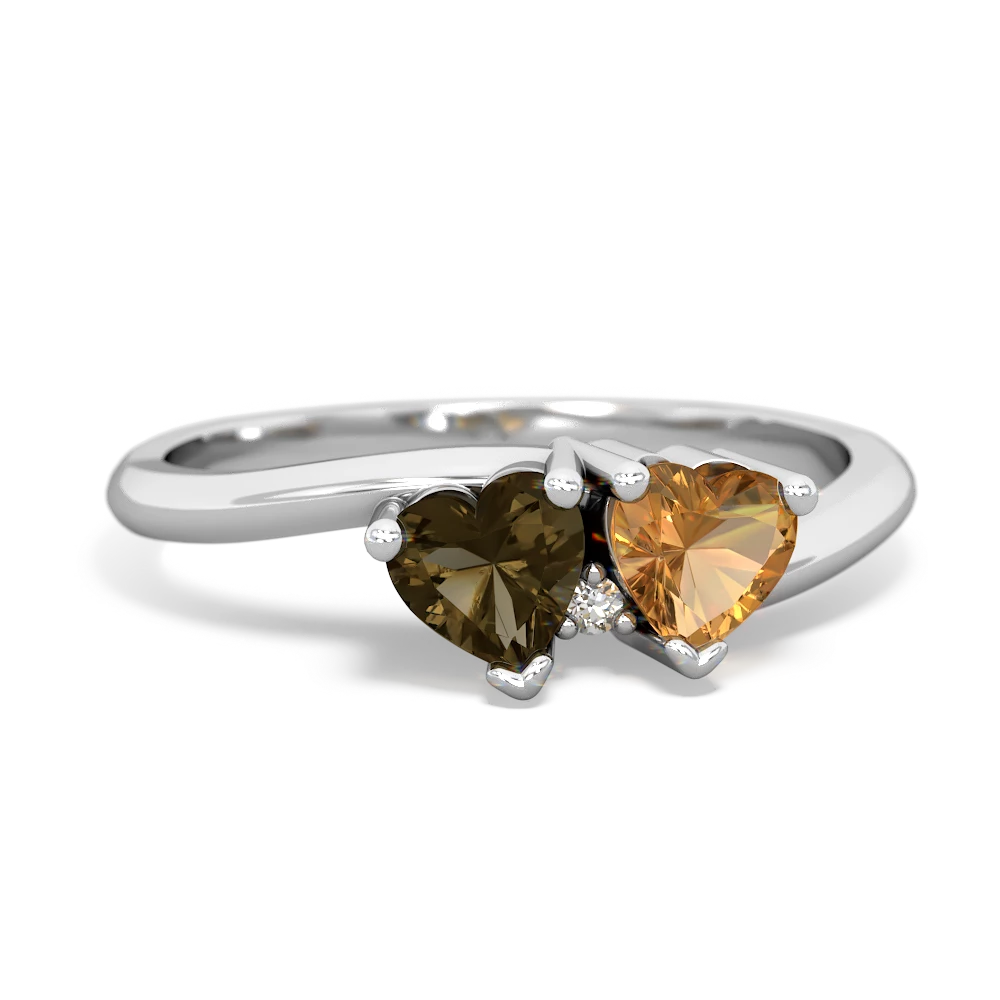 Smoky Quartz Sweethearts 14K White Gold ring R5260