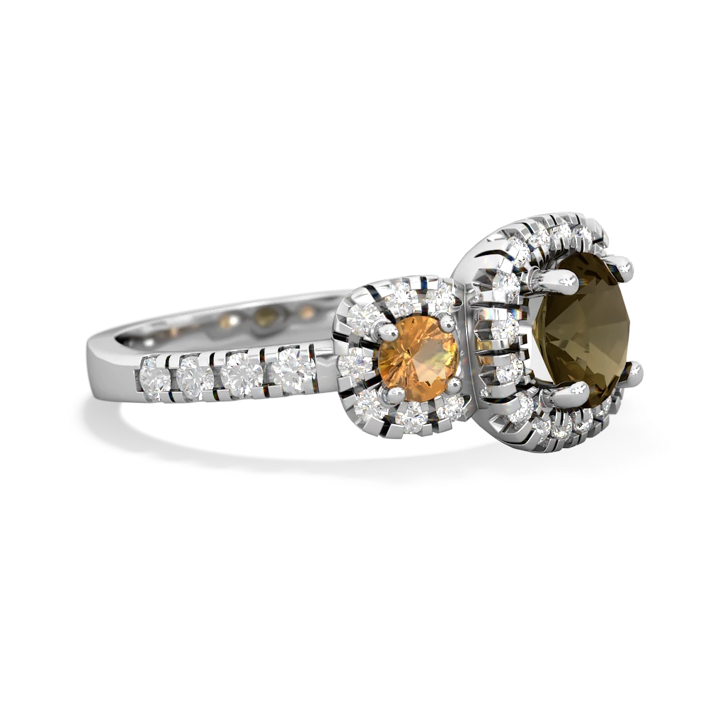 Smoky Quartz Regal Halo 14K White Gold ring R5350