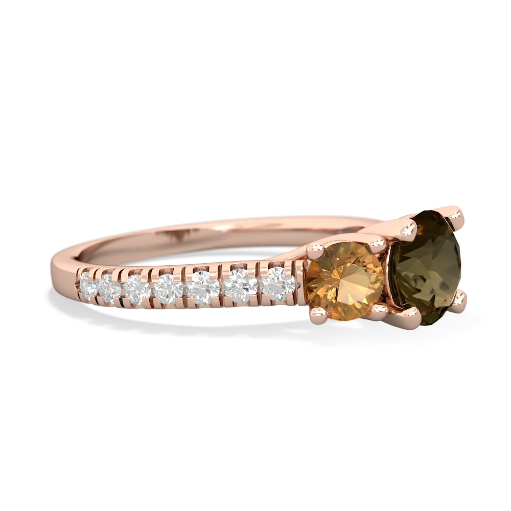 Smoky Quartz Pave Trellis 14K Rose Gold ring R5500