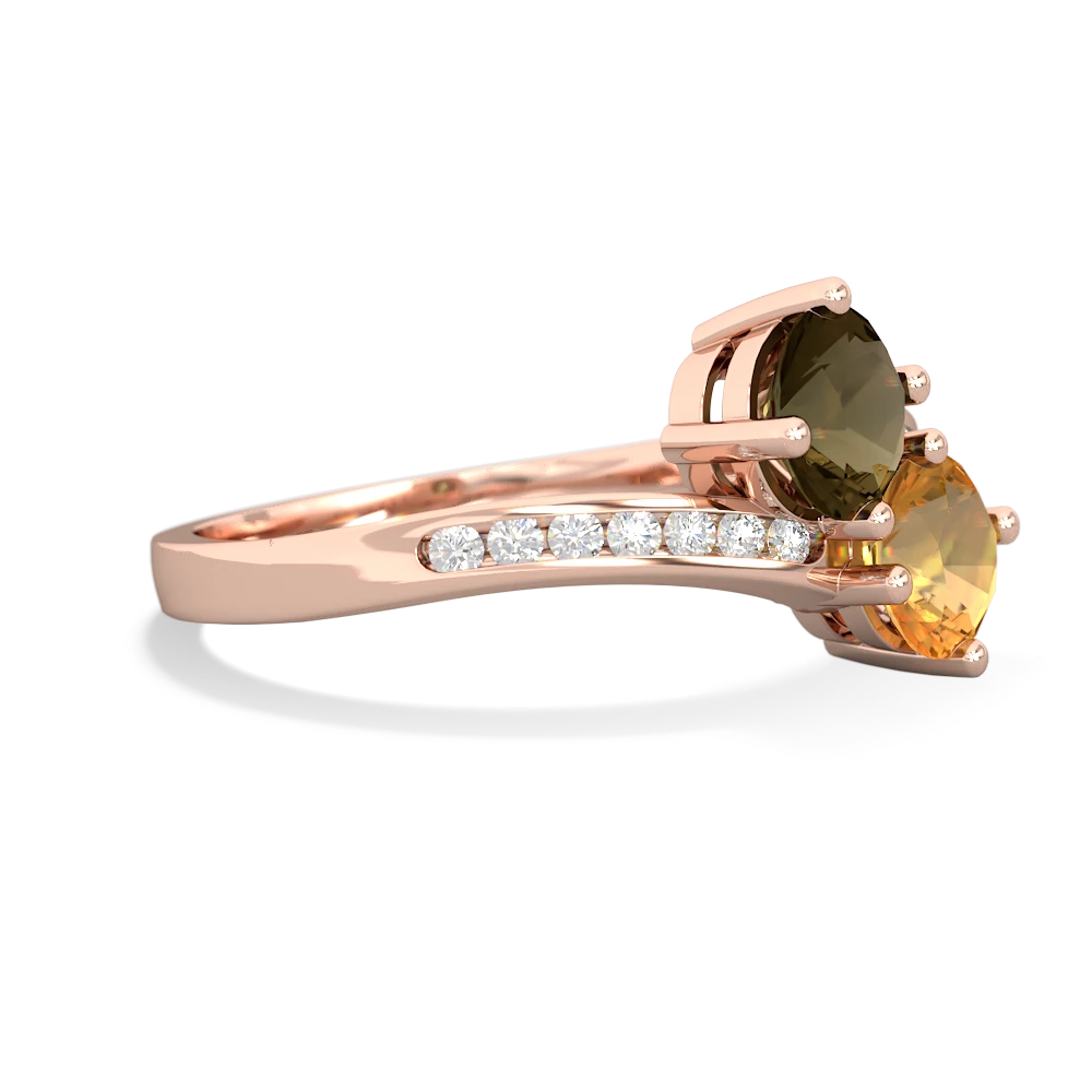 Smoky Quartz Channel Set Two Stone 14K Rose Gold ring R5303