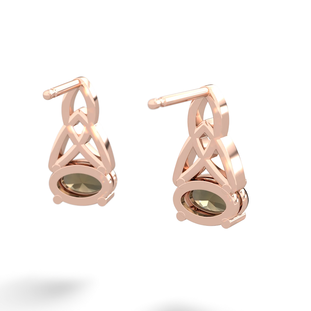 Smoky Quartz Celtic Trinity Knot 14K Rose Gold earrings E2389