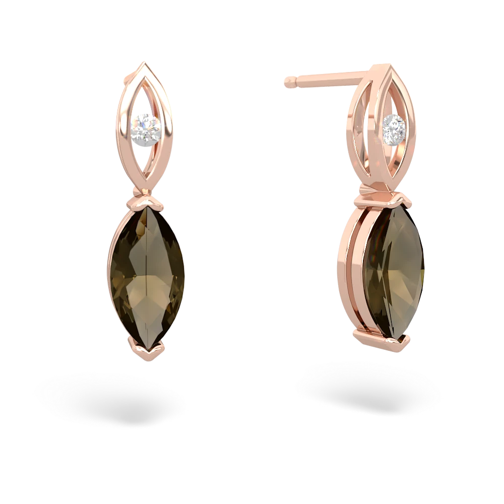 Smoky Quartz Marquise Drop 14K Rose Gold earrings E5333