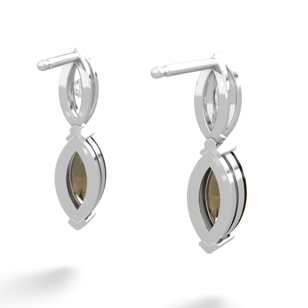 Smoky Quartz Marquise Drop 14K White Gold earrings E5333
