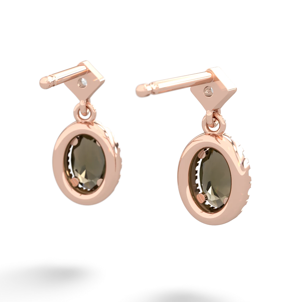 Smoky Quartz Antique-Style Halo 14K Rose Gold earrings E5720