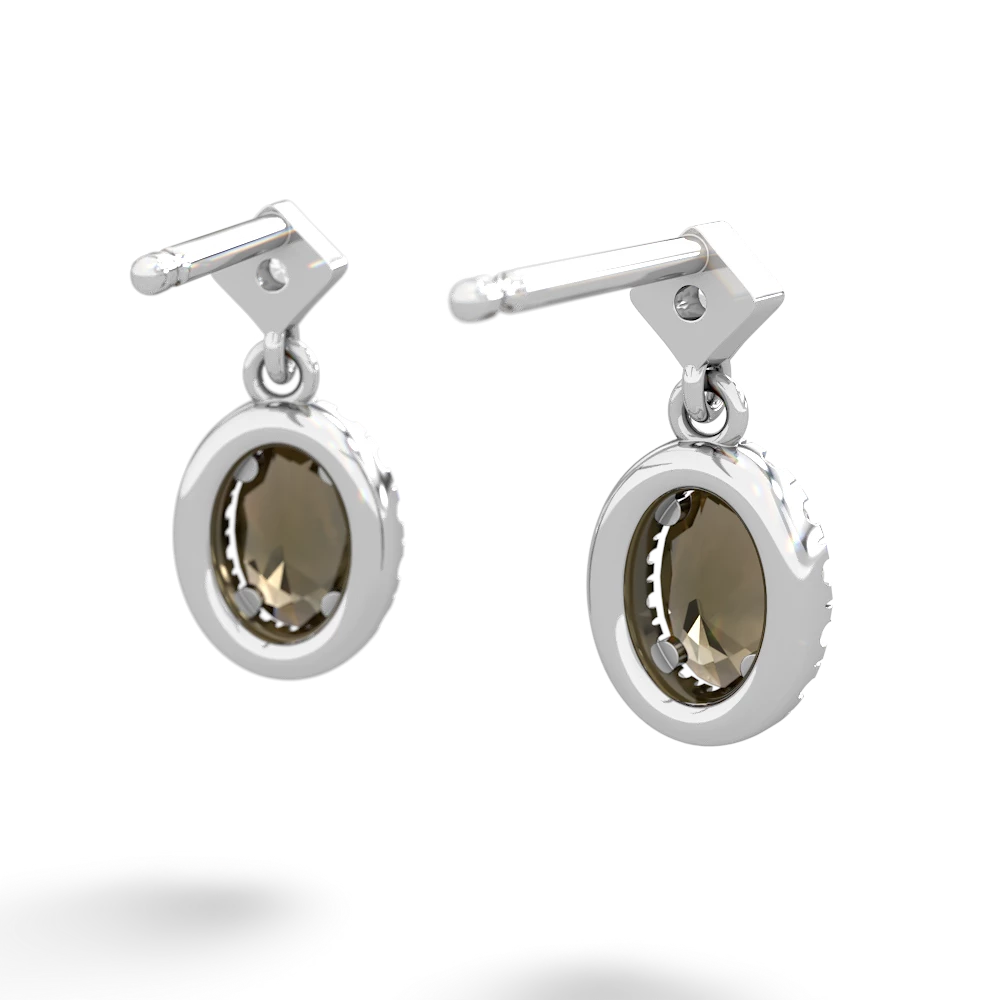 Smoky Quartz Antique-Style Halo 14K White Gold earrings E5720