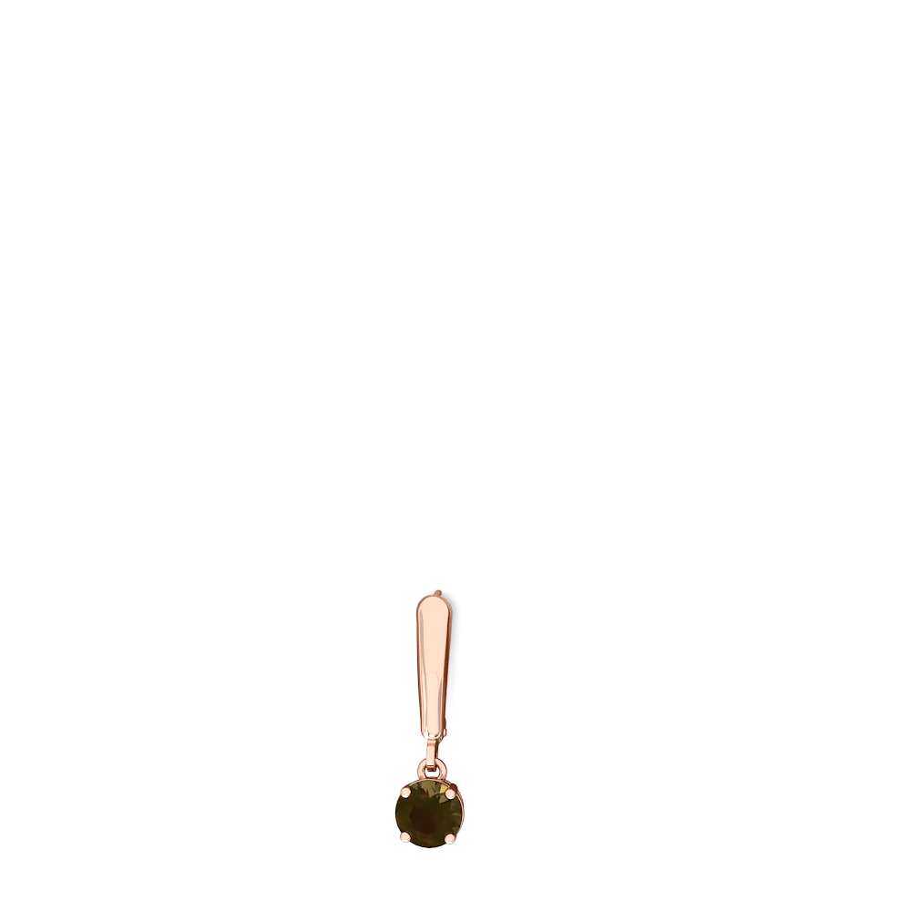 Smoky Quartz 6Mm  Round Lever Back 14K Rose Gold earrings E2786