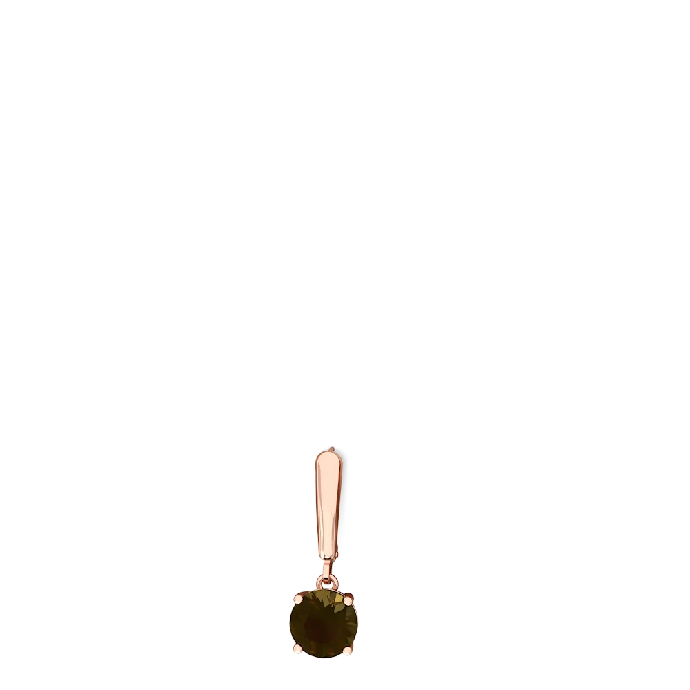 Smoky Quartz 8Mm  Round Lever Back 14K Rose Gold earrings E2788