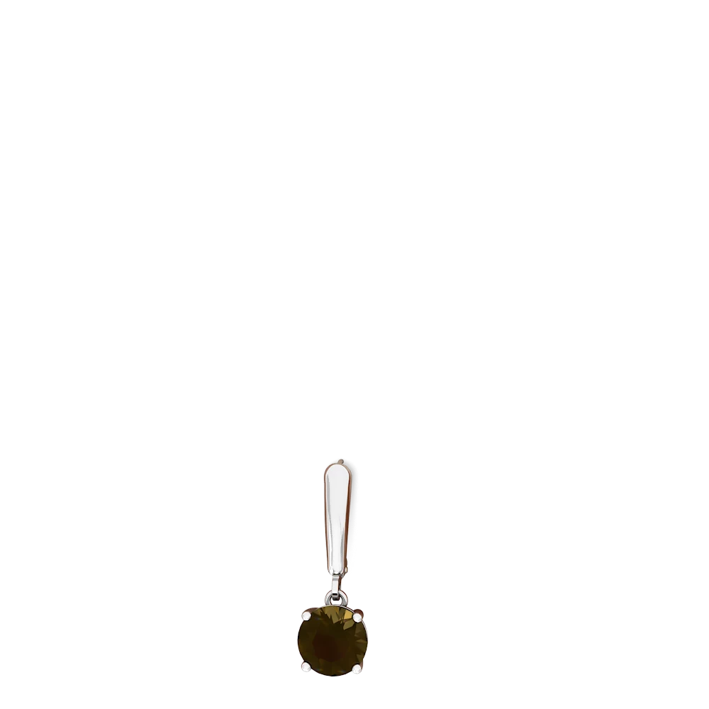 Smoky Quartz 8Mm  Round Lever Back 14K White Gold earrings E2788