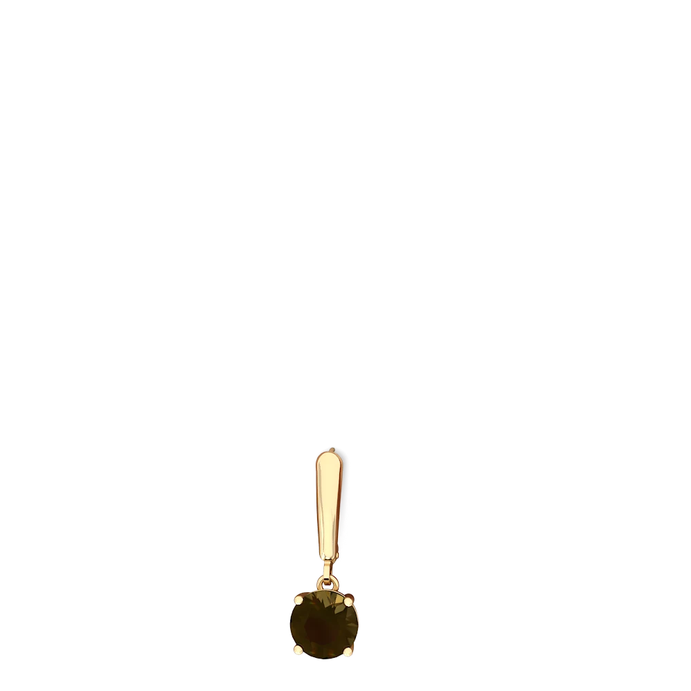 Smoky Quartz 8Mm  Round Lever Back 14K Yellow Gold earrings E2788
