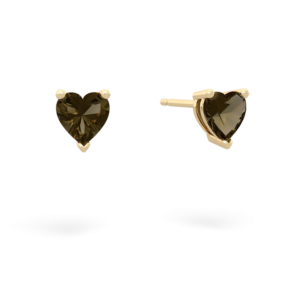 Smoky Quartz 5Mm Heart Stud 14K Yellow Gold earrings E1861