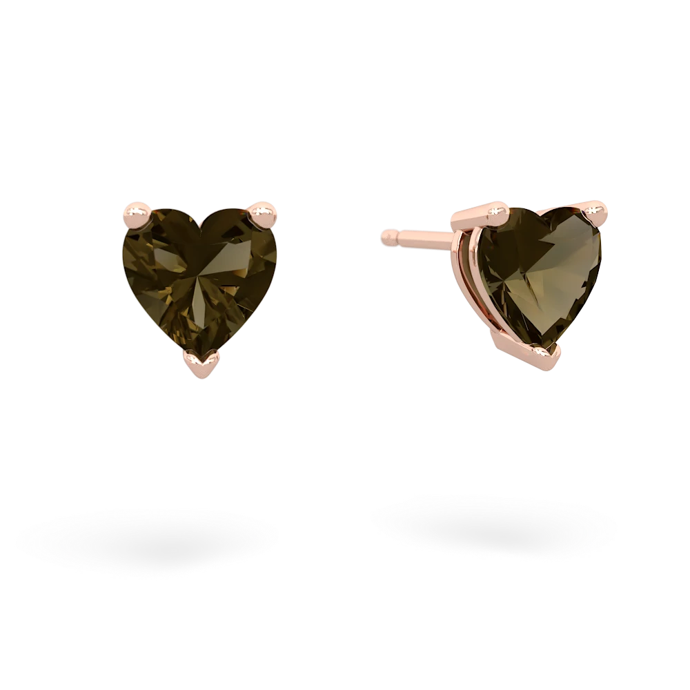 Smoky Quartz 6Mm Heart Stud 14K Rose Gold earrings E1862