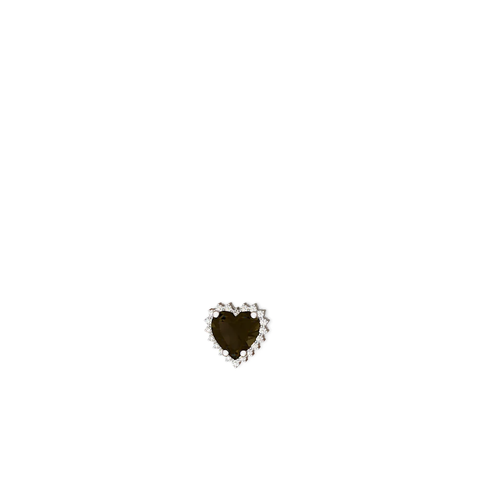 Smoky Quartz Sparkling Halo Heart 14K White Gold earrings E0391