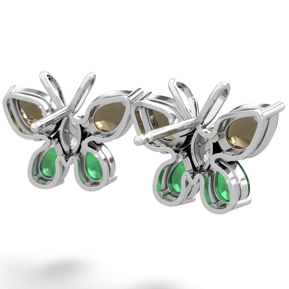 Smoky Quartz Butterfly 14K White Gold earrings E2215