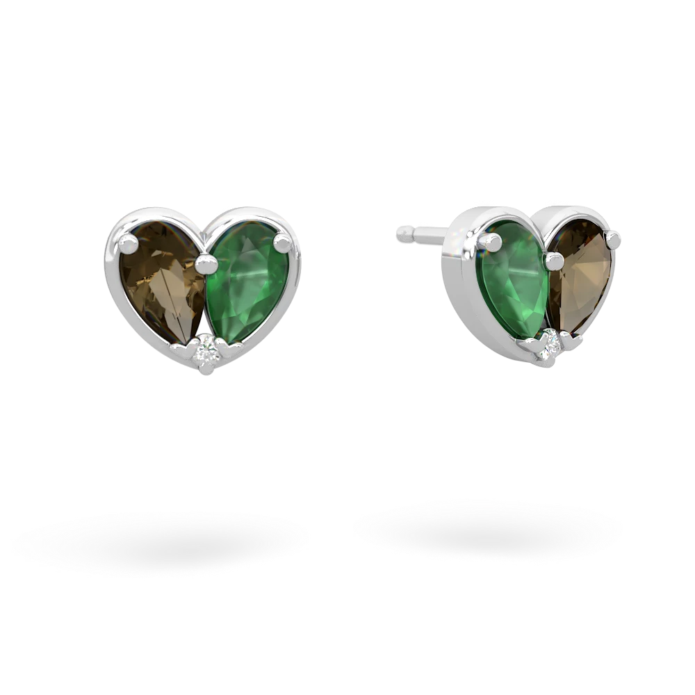 Smoky Quartz 'Our Heart' 14K White Gold earrings E5072