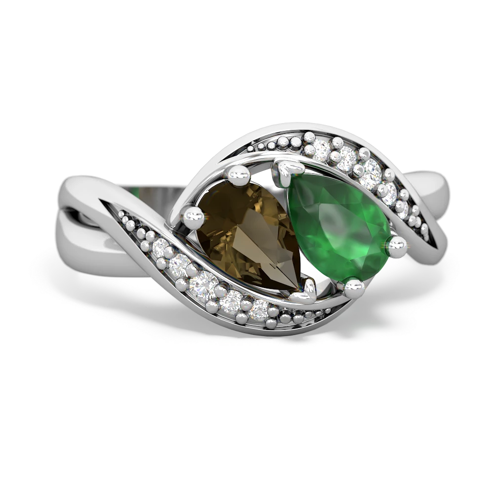 Smoky Quartz Summer Winds 14K White Gold ring R5342