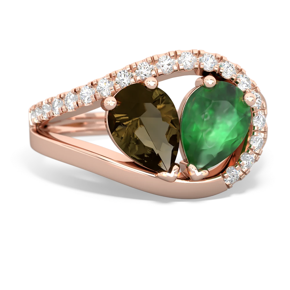 Smoky Quartz Nestled Heart Keepsake 14K Rose Gold ring R5650