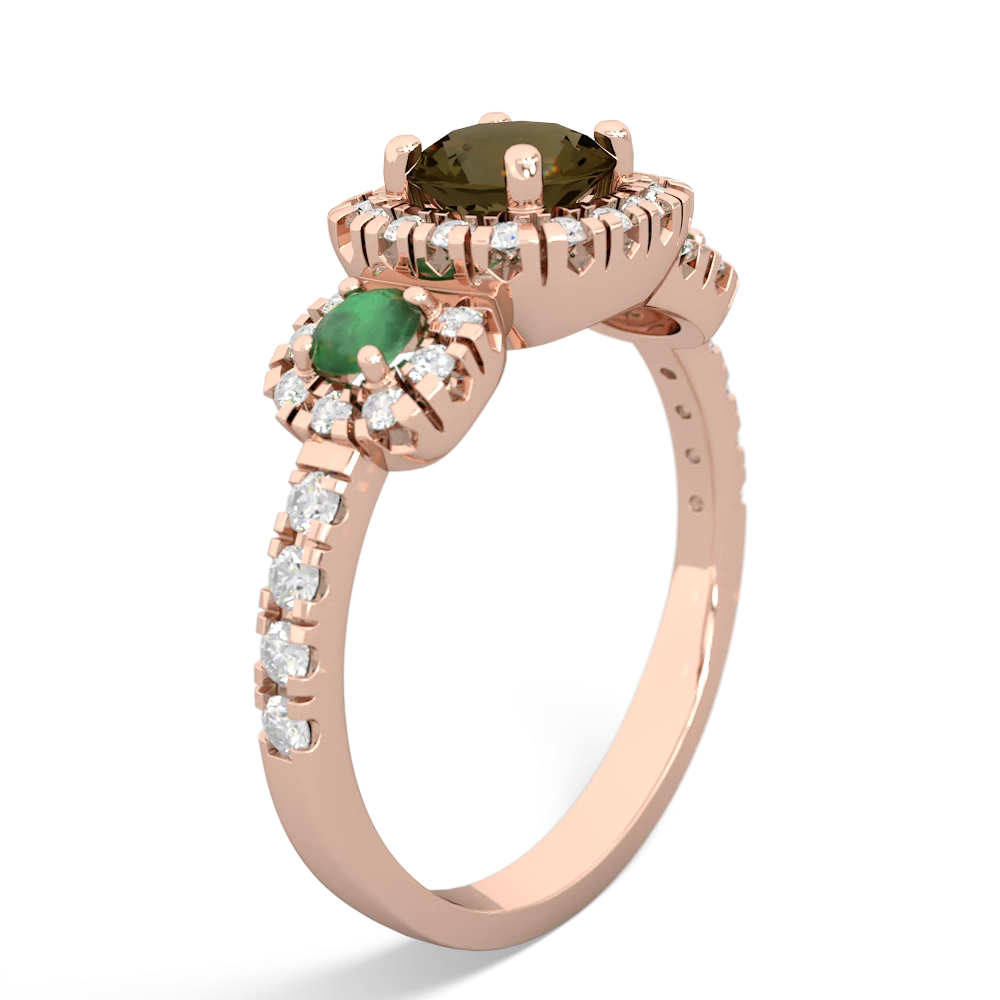 Smoky Quartz Regal Halo 14K Rose Gold ring R5350