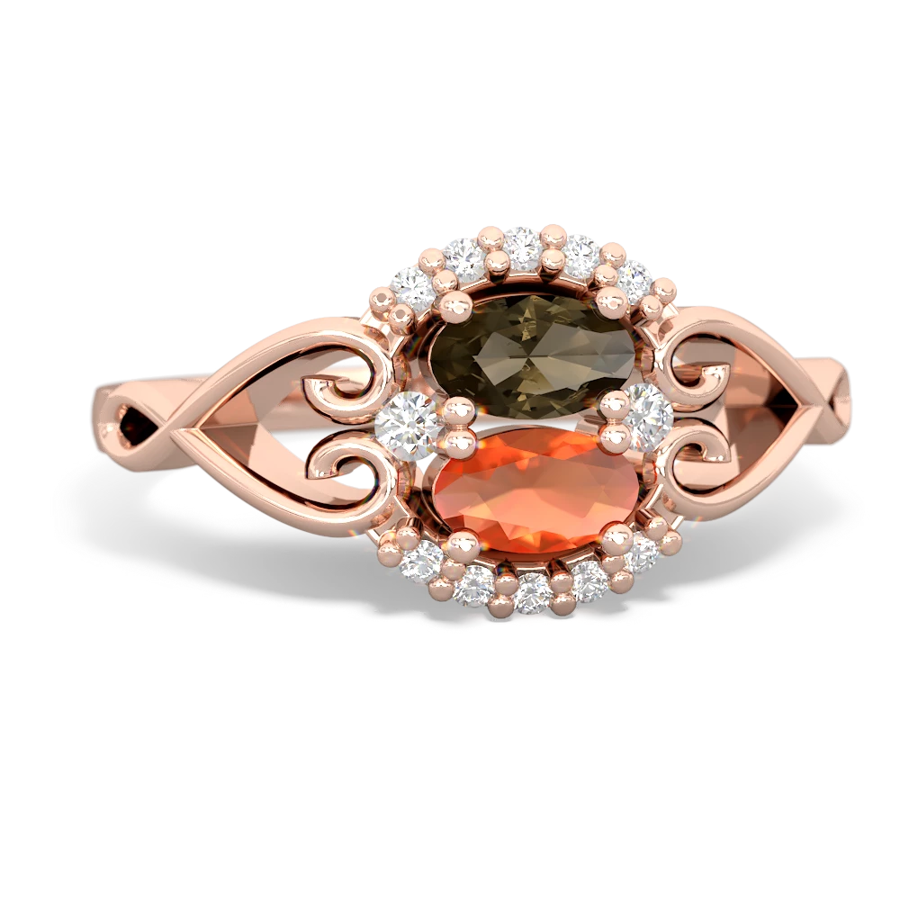 Smoky Quartz Love Nest 14K Rose Gold ring R5860