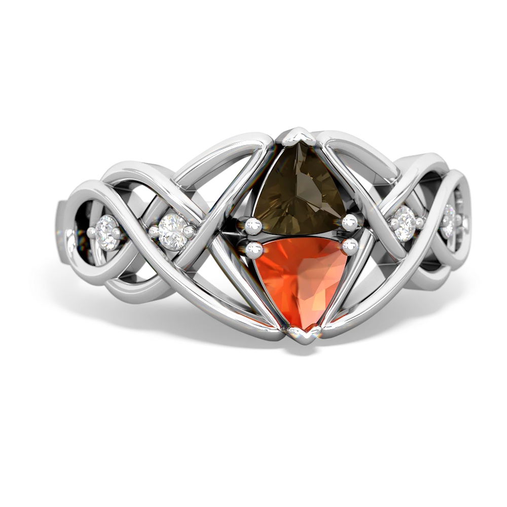 Smoky Quartz Keepsake Celtic Knot 14K White Gold ring R5300