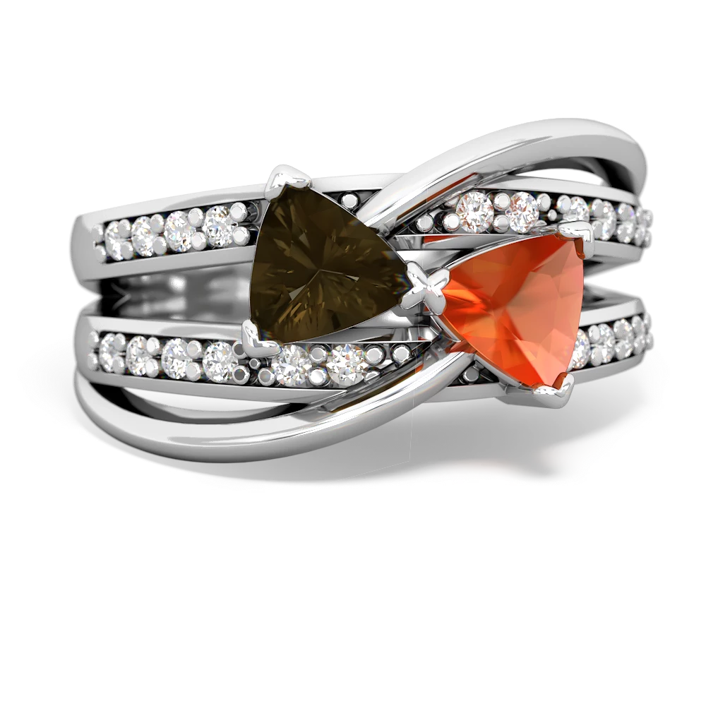 Smoky Quartz Bowtie 14K White Gold ring R2360