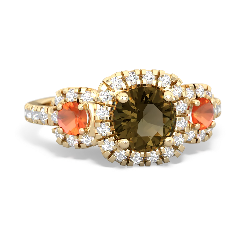 Smoky Quartz Regal Halo 14K Yellow Gold ring R5350