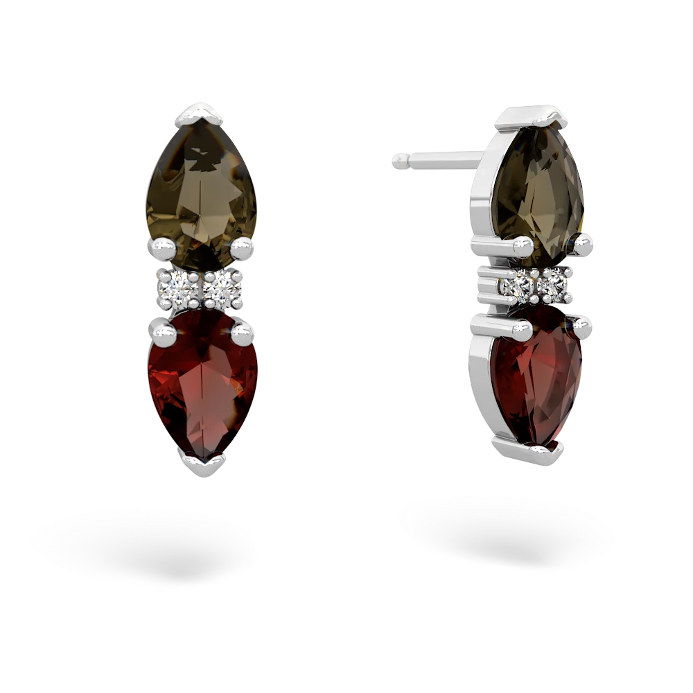 Smoky Quartz Bowtie Drop 14K White Gold earrings E0865