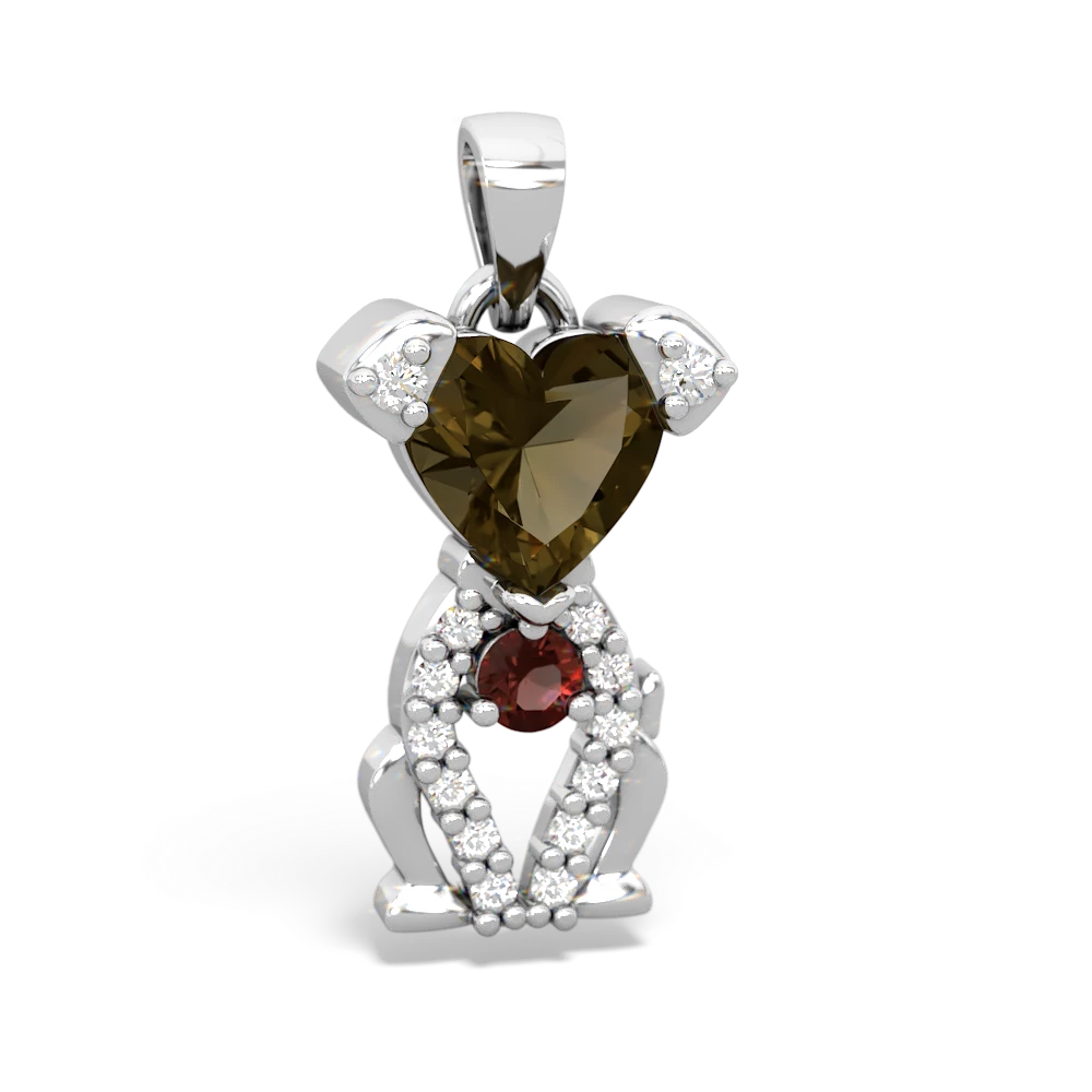 Smoky Quartz Puppy Love 14K White Gold pendant P5800