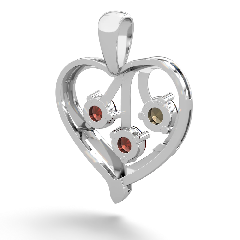 Smoky Quartz Glowing Heart 14K White Gold pendant P2233