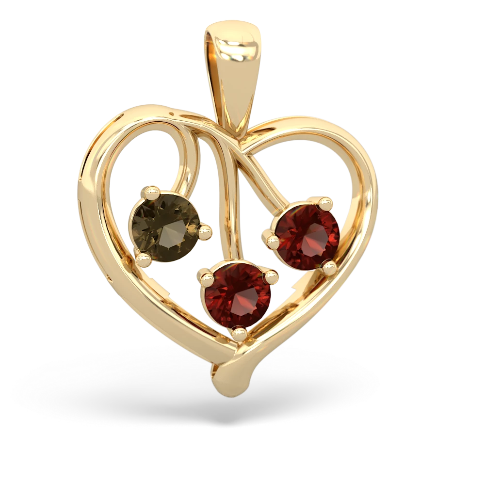 Smoky Quartz Glowing Heart 14K Yellow Gold pendant P2233