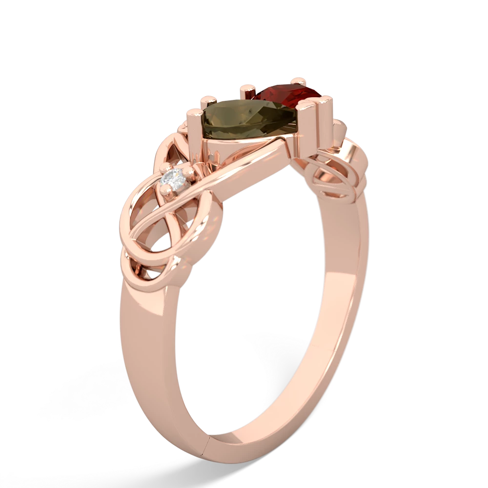 Smoky Quartz 'One Heart' Celtic Knot Claddagh 14K Rose Gold ring R5322