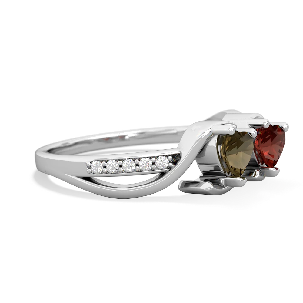 Smoky Quartz Side By Side 14K White Gold ring R3090