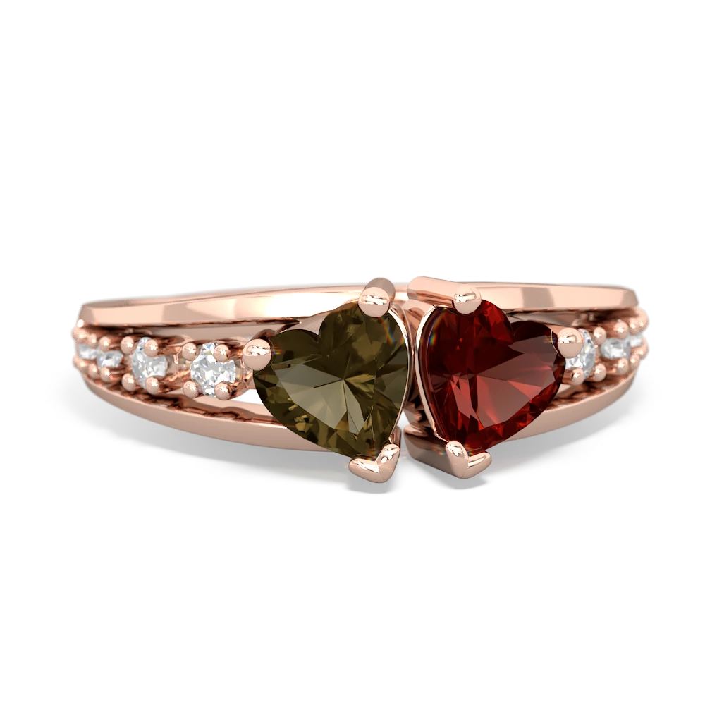 Smoky Quartz Heart To Heart 14K Rose Gold ring R3342