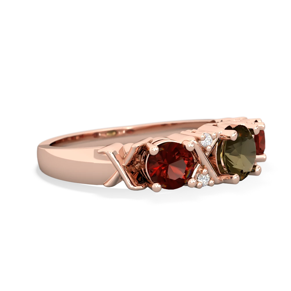 Smoky Quartz Hugs And Kisses 14K Rose Gold ring R5016