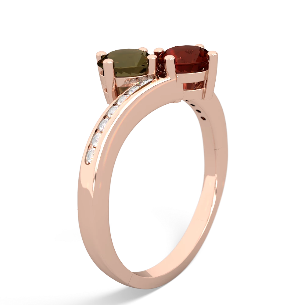 Smoky Quartz Channel Set Two Stone 14K Rose Gold ring R5303